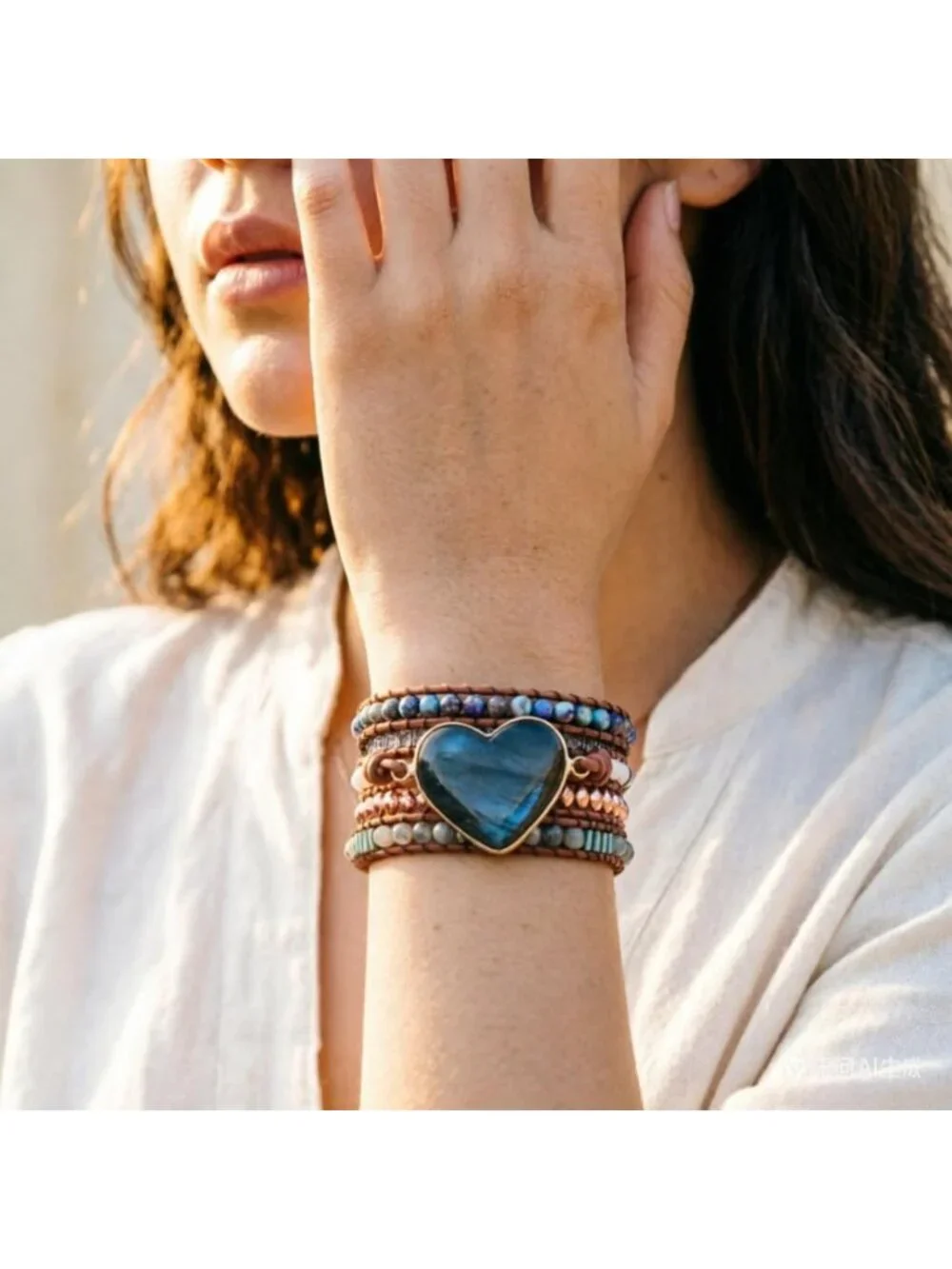 Handmade Boho Natural Stone 3-Wrap Bracelet for Women - Unique Gift Idea